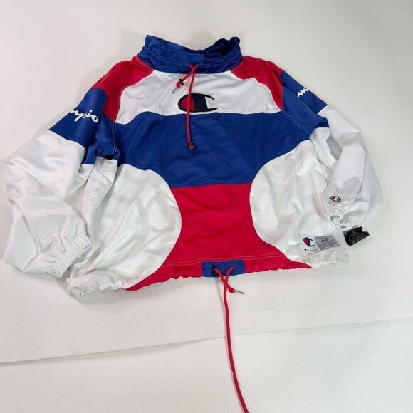 Champion Jacket Mens XL Pullover Warm Up Up Sweater Red White Blue Fully Lined - Picture 1 of 8